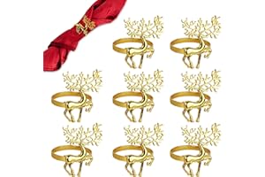 ANIYOO Napkin Rings Set of 8 Napkin Rings Reindeer for Christmas Lunch Thanksgiving Party Holiday Christmas Wedding Table Decoration