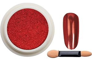 Red Chrome Mirror Nail Powder, LILAH'S NAILS. Metallic Nail Art Pigment Powder Set, Shiny Nail Glitter Powder with Magic Mirror Effect for Nail Art Design Decoration.