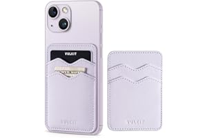 VULKIT Card Holder for Phone Slim Leather Adhesive Card Holders for Men or Women RFID Blocking Credit Card Holder Stick on Smartphone (Lilac)