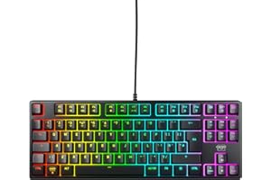 CHERRY XTRFY K4V2 TKL, Tastiera Da Gioco Cablata Senza Tastierino Numerico, Layout UK QWERTY, Illuminazione RGB, Interruttori Meccanici MX2A RED, Nero, Layout UK - QWERTY