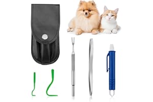 NEUTYPECHIC Juego de 5 Pinzas Garrapatas, Pinzas para garrapatas Gato y para Perros con Caja de Almacenamiento, Garrapatas Protección para Humanos, Perros, Gatos, Caballos, Alicates para Garrapatas