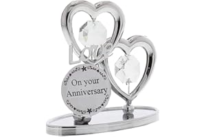 Crystocraft Keepsake Chrome Plated Anniversary Ornament - Love Hearts - Swarvoski Crystal Elements