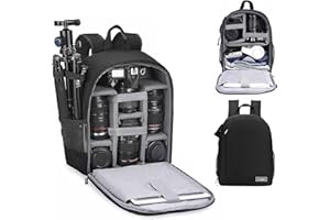 Cwatcun Camera Backpack Bag with Tripod Holder Anti-Theft Waterproof Camera Bag for Canon Nikon Sony DSLR SLR Camera for Women Men Photographer, 2.0 Black, Small, Backpack,Lightweight,mesh
