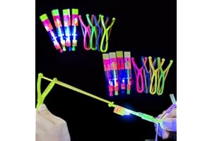 Benaewa 8Pcs Led Helicopter Catapult, Slingshot Flying Copters Toys for Christmas Day Party Outdoor Game for Kids Adults, Stress and Anxiety Relief