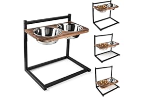 Emfogoo Dog Bowls with Stand Raised Dog bowl for Large Dogs 3 Heights 5in 9in 13in with 2 Stainless Steel Dog Food Water Bowl Dog Bowl Stand for Small Medium Large Dogs