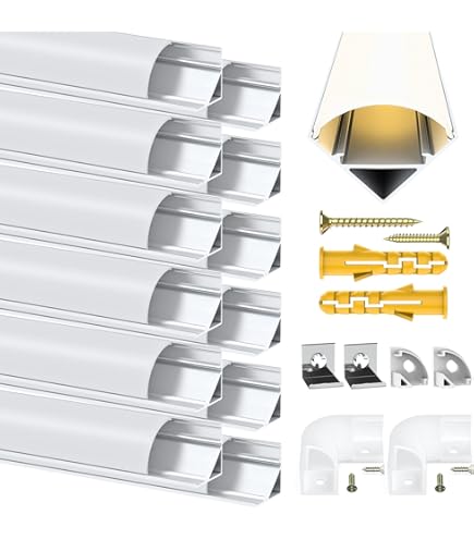 Profili Angolari Alluminio Per Strisce LED - 3x2 Metri Con Accessori - Schermatura Opaca, Max 10.5mm - Foto 3