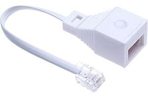 KEPLE BT Telephone Socket Adapter UK to US | British Telecom Female Jacks to RJ11 4 Wire Male Plug | Cable Adapter Landline Port Converter Extender FAX Modem Corded Cordless Phone SKY | 10 cm 6P4C | White