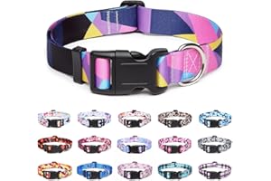 Suredoo Collare per Cani, Nylon Morbido Regolabile Collari per Cani, Gatti, Cuccioli di Taglia Piccola Media Grande (M, Geometria Viola)