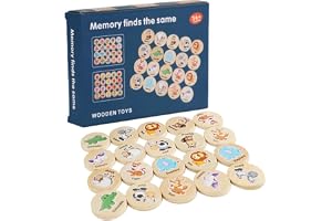 Little Mind KNK Educational Memory Animal Matching Coins Set Durable Wooden Learning Game Supporting Logical Thinking, Attention Training, Early Cognitive Growth Activity for Toddlers Boys Girls 3+