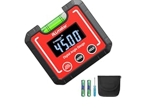 ALLmeter Inclinómetro Digital Rojo, Inclinometro digital con imán, pantalla VA, nivel digital de precision, libela integrada, 4×90° medición precisa, IP52 impermeable, precisión +/- 0,1°