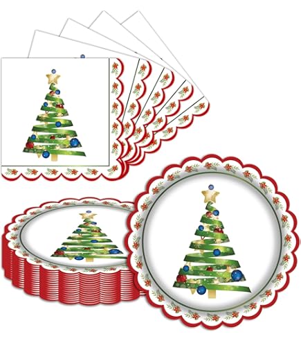 60 Count Christmas Paper Plates - Christmas Balls Design Disposable Party Plates