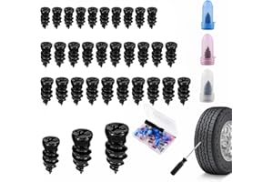 30 Piezas Kit Antipinchazos Coche Repara Pinchazos con 3 Tamaños (10 S+10 M+10 L) de Clavos de Goma para Neumáticos al Vacío y Destornillador Kit de Reparación de Neumáticos para Coche Moto Bicicleta