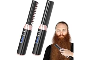 LUQIXCEY Cordless Beard Brush for Men, iTayga Anti Scald Beard Comb, 3 Temperatures & LCD Display