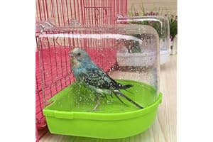 ULTECHNOVO Bird Bath Parakeet Cage Parakeet Bath Cockatiel Cage Budgie Bath Bird Covered for Bathing Accessories Cockatiel Bathing Tub Hanging Bird Bath for Cage