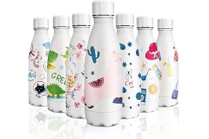 KollyKolla Gourde Isotherme Enfant, Gourde Inox 350ml, Impression 3D Gourde Isotherme Petite, Sans BPA, Gourde Reutilisable, Bouteille Isotherme pour Enfant, Adultes, Sport, Bureau