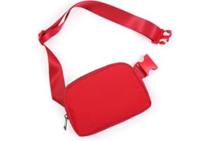 ODODOS Unisex Mini Belt Bag with Adjustable Strap Fanny Pack Small Waist Pouch for Workout Running Traveling Hiking, Red