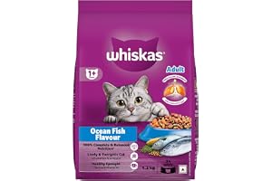 Whiskas Adult (1+ Years) Dry Cat Food, Ocean Fish Flavour, 1.2 kg, Contains 41 Essential Nutrients, Complete & Balanced Nutrition for Adult Cats