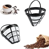 Byffoer 2 Pack Reusable Plastic Coffee Filter, 100 Mesh Basket for Most Coffee Machines, Washable Coffee Filter with Handle,