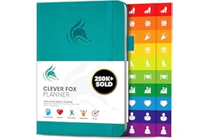 Planificateur Clever Fox - Agenda Personnel pour Booster Productivité, Motivation, Attention, Bonheur de Vie, Succès et Atteindre vos Objectifs – Journal du Quotidien et Hebdomadaire - Turquoise