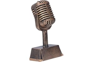 Natudeco Award Trophy, Music Microphone Ornament Synthetic Resin Decorative Microphone Tabletop Ornament for Home Singing Competition