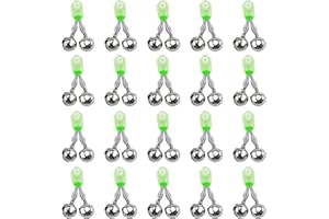 MxyVrix Juego de 20 Campanas de Pesca con Clip en Espiral Luminoso,Alarma de Picada para Caña de Pescar,Sonido Claro y Fuerte,Resistente a la Corrosión,Pesca Nocturna