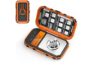 ORIA Feinwaage 50g/0,001g, Digitalwaage Milligramm, Präzisions Taschenwaage, Tragbare Schmuckwaage, LCD-Display Mini-Waage, Tara Funktion, 10g x 2 Stk. Kalibriergewichte & Pinzetten - Orange