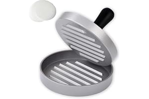 FHISKUNYU Presse à Hamburger avec 100 Feuilles de Papier sulfurisé, Set Presse à Hamburger en Fonte d'aluminium pour de délicieux Hamburgers,galettes, Hamburger Moule à Viand, BBQ, Presse à Hamburger avec revêt
