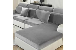 Ystyle Copriseduta Divano Elasticizzato, Copri Cuscini Per Divano Velluto, Universale Copricuscini Divano, Copri Seduta Divano, Copricuscini Natalizio per Divani (Grande 1 Posto, Grigio Chiaro)