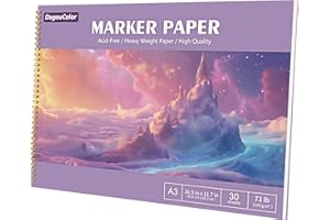 DagouColor Carta Marcatori di Alcol, A3, 1 Pack, 30 Fogli (60 Pagine) Antipenetrazione Disegno Pad, Doppio Lato Acido-Libero Spirale Libro di Schizzi per Artisti Bambini Adulti