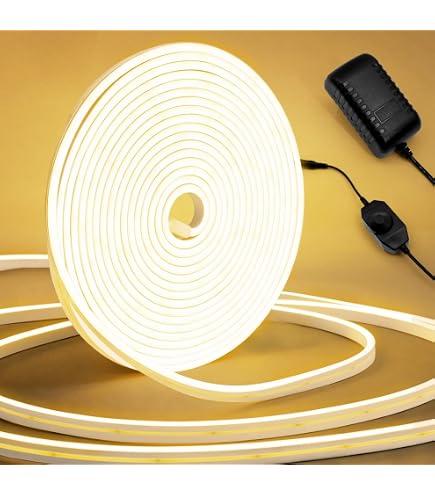 Balabaxer Neon LED Streifen – 5 M Weiß, 600 LEDs, IP65 Wasserdicht, Für Innen & Außen, Ohne Netzteil (12V DC Benötigt)