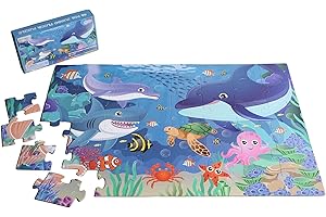 ZAZZYKID Puzzle da pavimento subacqueo oceano per bambini, 48 puzzle per bambini dai 3 ai 5 anni, giocattolo educativo prescolare per bambini e regali per bambini dai 4 agli 8 anni