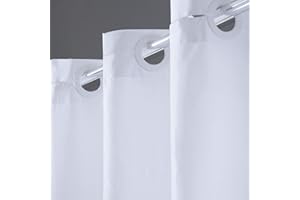 Furlinic White Hookless Shower Curtain 200 Drop for Wet Room Mould Proof Resistant Waterproof Material Machine Washable 78 x 80 Inch.