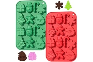 Sinirttou Moule à Chocolat de Noël, 2 Pièces 14 Cavités de Moule Tablette Chocolat, Cake Factory en Silicone de Noël Convient pour Gâteaux Gelée Bonbons Biscuits