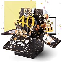 JanYoo Biglietto Di Auguri 3D Pop-up Per 40° Compleanno – Con Busta E Cartoncino Per Scrivere – Regalo Per Amici E Famiglia