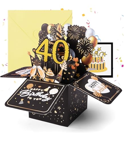 Edition Seidel Hoogwaardige wenskaart voor de 40e verjaardag met envelop, Happy Birthday-wenskaart voor dames en heren, roze (GZ353-40 SW024