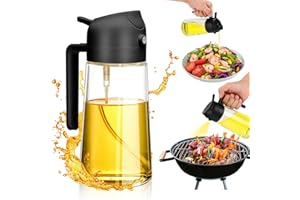 Souvik Pulverizador De Aceite De Cocina, Botella Spray De Aceite 2 En 1,Spray De Aceite De 470 Ml Para Freidora De Aire, Control Preciso Del Aceite Para Cocinar, Parrillas,Freidora De Aire