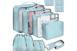 LPAOIS 12 PCS Organizador de Maletas,Cubos de Embalaje,Impermeable Organizador Maleta Viaje,Bolsas de Embalaje para Maletas Para Ropa,Zapato,Cosméticos,Ropa Interior（azul）