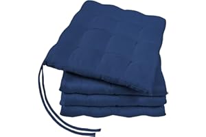 ‎GREEN MARK TEXTILIEN GREEN MARK Textilien Basic 4er-Set Sitzkissen Stuhlkissen für Außen oder Innen 40x40cm weich gefüllt, Navy blau