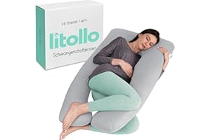 ‎LITOLLO Litollo Schwangerschaftskissen zum schlafen, stillkissen, U förmiges Seitenschläferkissen mit bezug, Komfortkissen Erwachsene - Pregnancy Pillow 140x80cm