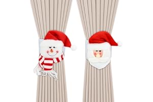 HASLED 2 Pezzi Ferma Tenda con Natalizia, Decorazioni Natalizie, Ferma Fende Bambini, per Tende, Decorazioni per la Casa (Babbo Natale e Pupazzo di Neve)