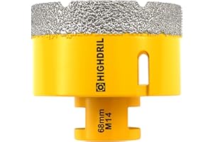 HIGHDRIL Broca de diamante - 68mm con rosca M14 Taladrado en seco para azulejos de porcelana Cerámica Granito Mármol Piedra Mampostería Ladrillo para amoladoras angulares