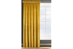 Eurofirany ROSA Tenda in Velluto con Fettuccia Arricciatenda - 1 Unità, Soffice, Pannello, Drappo Classico, Glamour, Elegante, Soggiorno, Camera da Letto, 290 g/m2, 140x270 cm, Giallo Senape