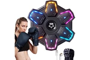 KHCCJP Music Boxing Machine with Gloves-Wall Mounted Smart Music Boxing Target with 9-Level Speed & Mode Adjustment,Boxing Training Punching Equipment with LED Display for Home Gym