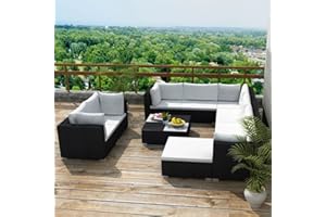 Tidyard Set Divani da Giardino 32 pz in Polirattan,Divano da Soggiorno,Salotto e Ufficio Stile Classico Nero