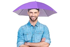 RICHDMI Chapeau Parapluie, 65cm Chapeau Parasol De Tete, Chapeau Parapluie de Tête Casquette Parasol Chapeau de Pêche Protection UV Anti, Réglable, Chapeau Parapluie Pour Plage, Randonnée, Jardinage