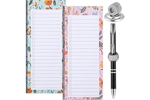 Zuimei 2 Pack Magnetic Shopping List Pad For Fridge&1 Magnetic Pen Clip 100 Tear Off Sheets Magnetic Grocery List Magnetic Notepad Magnetic Pen Holder for Fridge