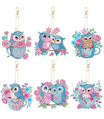 AUAUY Diamond Painting Portes-Clés, 15PCS 5D DIY Peinture Diamant Portes- Clés Pendentif, Licorne Diamond Art Keychain Pendentif Pour Sac à Dos Sac à Main Décoration, Cadeau De Garçon Filles