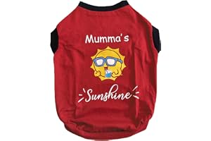 WAGZY Red Mumma's Sunshine Printed Stretchable T-Shirts for Puppies, Kitten, Dogs and Cats (16" Medium)