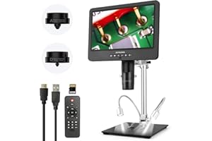 JOYALENS JL249MS 3 Lens 10 inch LCD HDMI Digital Microscope 2000x, Soldering Microscope Pro Metal Stand, Vertical Horizontal Adjust, Coin Microscope, Biological Microscope, PC Support, 32GB