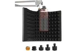 FRGYEE Escudo de Aislamiento de Micrófono, Espuma Absorbente de Sonido de Micrófono Plegable para Micrófono de Condensador Equipo de Grabación Estudio, Espuma Absorbente de Alta Densidad para Filtrar Voces
